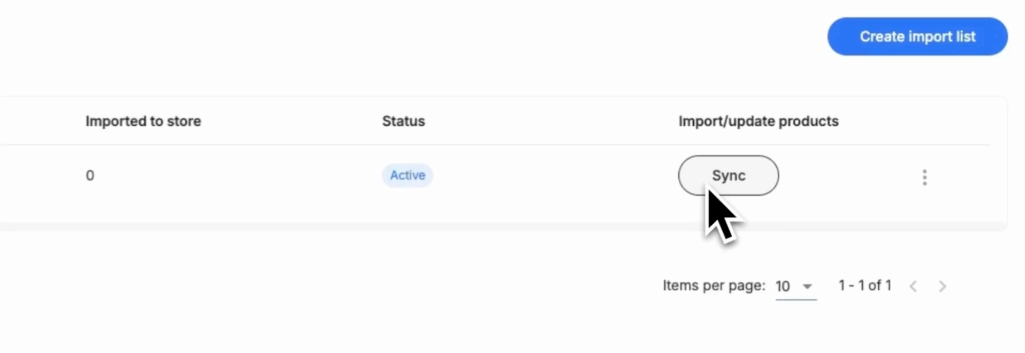 click Sync to push these items to your online store